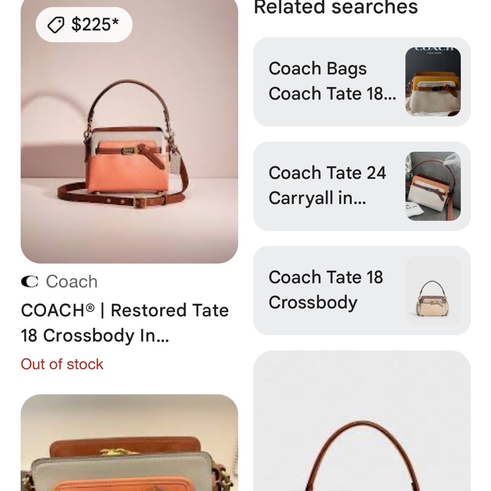 Coach Peach and Brown Crossbody Bag